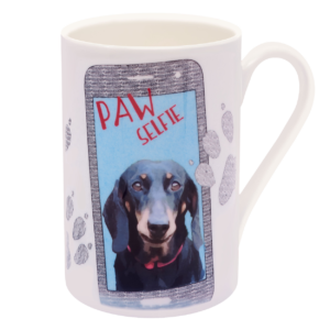Unique customisable Paw selfie, thin mug from Scribbleface