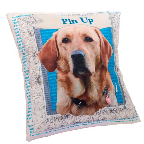 100% cotton canvas cushion, featuring our Pin Up design. Each Scribbleface gift is created by Francis Morrish at her photo design studio in Kent. Bespoke gifts that can be personalised with a favourite photograph.