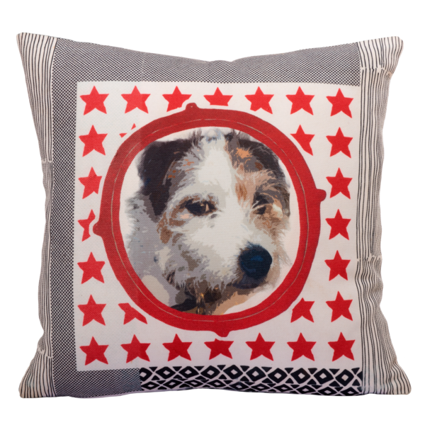 100% cotton canvas cushion, featuring our Space Dog 2 design. Each Scribbleface gift is created by Francis Morrish at her photo design studio in Kent. Bespoke gifts that can be personalised with a favourite photograph.